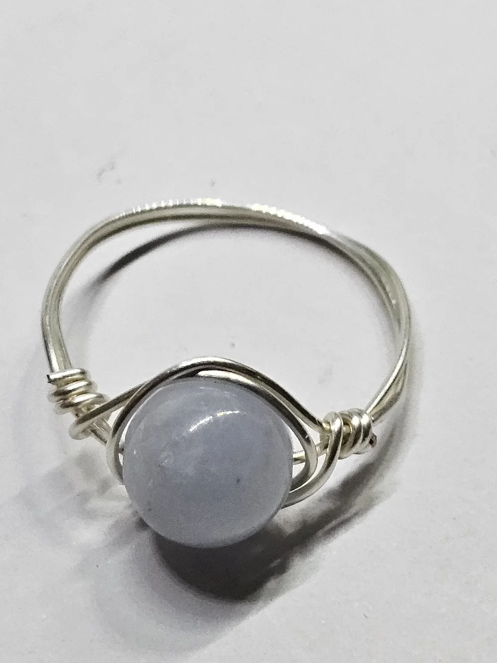 Dark Ocean Goddess Light Gray Blue Natural Stone Bead